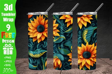 3d Sunflowers 20 Oz Skinny Tumbler Wrap Graphic By Qasimgraphic1 · Creative Fabrica