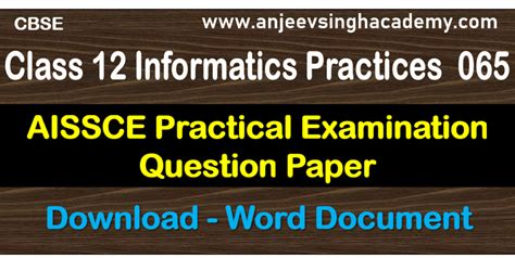 CBSE XII Informatics Practices 065 Practical Question Paper Set 4