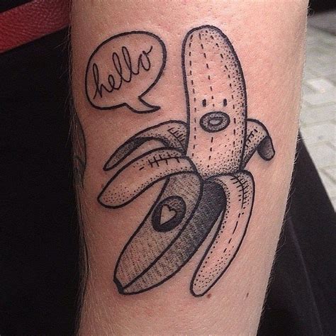 Funny talking banana tattoo by Susanne König Tattoomagz Tattoo