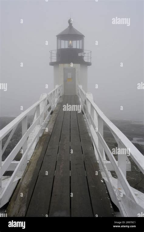 Bridge to the lighthouse, Port Clyde St. George lighthouse, Maine, USA ...