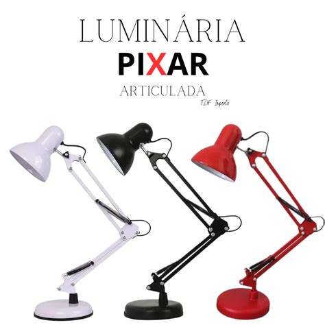 Luminária Pixar Articulada De Mesa Abajur Bivolt Retrátil Base E Garra