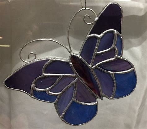 Butterfly Purple Butterfly Stained Glass Butterfly Hand Made Stained Glass Light Stained