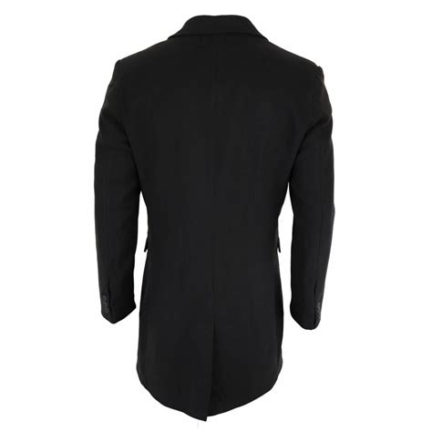 Mens Classic Wool Long Overcoat Black Buy Online Happy Gentleman