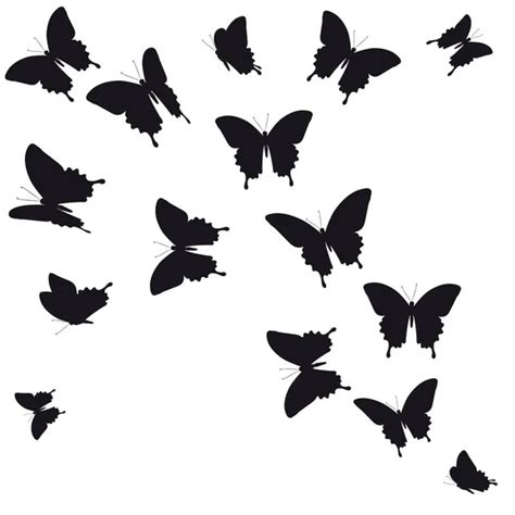 Flying Black Butterflies Form Flower Isolated White Background Vector