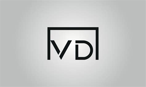 Letter VD logo design. VD logo with square shape in black colors vector ...