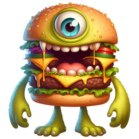 Ai Generated Funny Burger Monster Character 42409168 Png