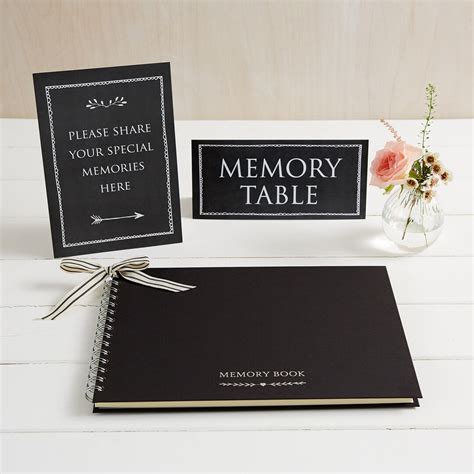 Large A4 Luxury Black Memory Book 2 Signs Set Perfect For Funeral