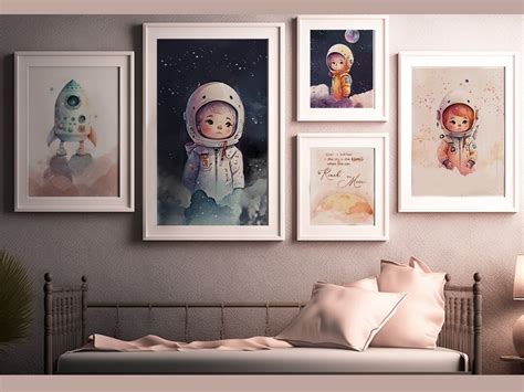 Nursery Decor Astronaut Girl Bundle 1 Astronaut Watercolor Nursery ...