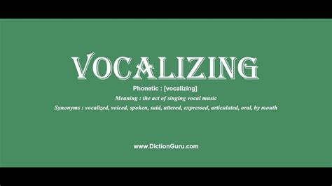 Vocalizing Pronounce Vocalizing With Meaning Phonetic Synonyms And