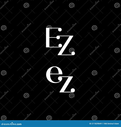 E Z Letter Logo Abstract Design On Black Color Background Ez Stock