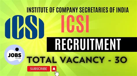 Icsi Executive Recruitment Icsi Latest Vacancy Youtube