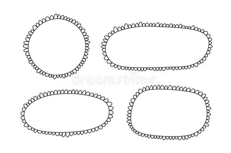 Doodle Circle And Square Scalloped Frames Hand Drawn Scalloped Edge