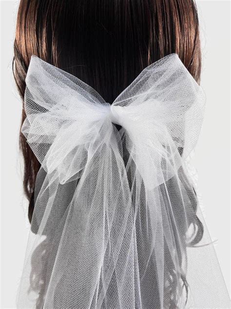 Bridal Hair Bow Wedding Hair Bow Tulle Hair Bow White Bridal Bow Hair Bow Wedding Ivory Hair Bow