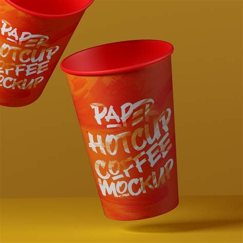 Premium Psd Paper Cup Gravity Mockup Design In 3d Rendering