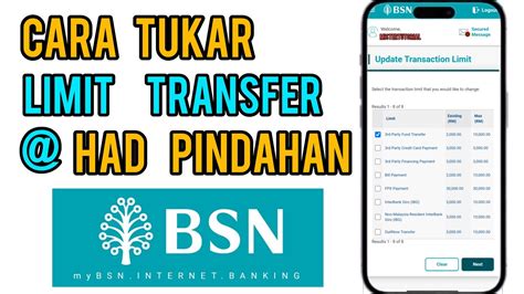 Cara Tukar Limit Transfer Bsn Secara Online Youtube