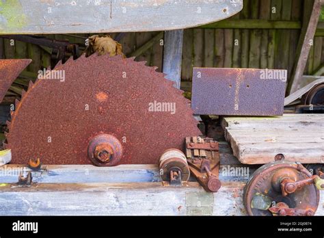 Rusty Old Circular Saw In A Saw Mill Stock Photo Alamy