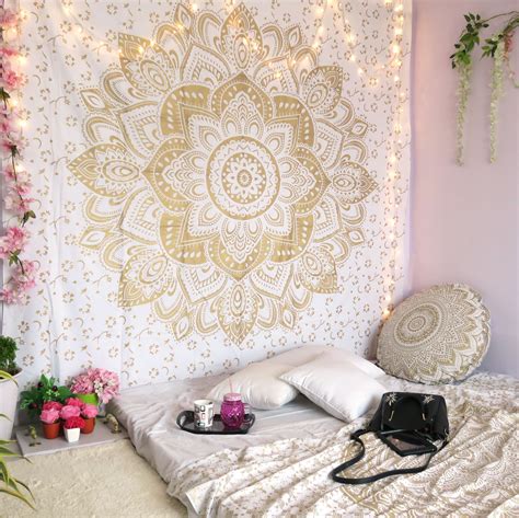 Golden Mandala Wall Hanging Hippie Tapestries Bohemian Mandala Tapestry