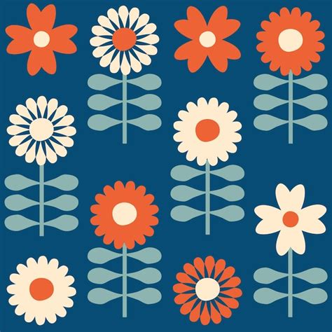 Premium Vector Seamless Pattern With Daisies In Scandinavian