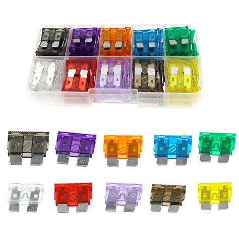 Tomshoo 100pcs Car Fuses Assortment Kit Blade Type Automotive Fuses Standard And Size 2357