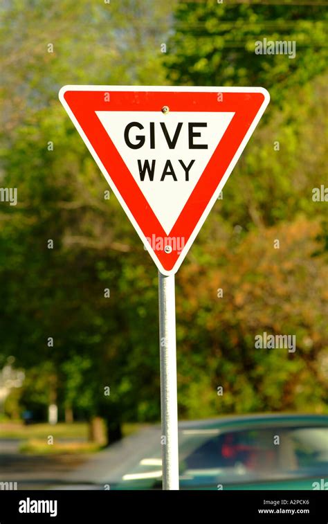 Give Way Street Road Sign Stock Photo Alamy