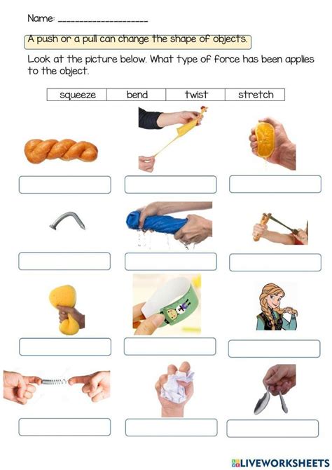 changing shape worksheet teaching materials science force activities