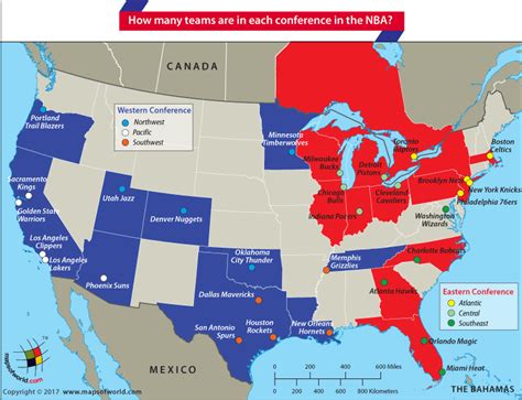 NBA Teams Map | NBA Divisions Map | NBA Teams on a Map