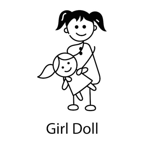 Premium Vector Check Out Doodle Icon Of Girl Doll