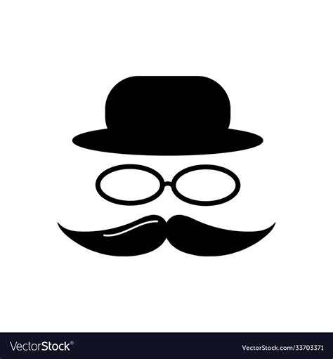 Bowler hat and moustache Royalty Free Vector Image