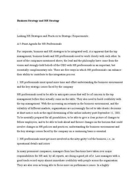 Pdf Business Strategy And Hr Strategy Dokumentips