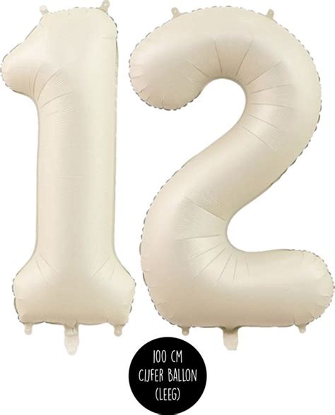 Cijfer Helium Folie Ballon XL Jaar Cijfer Creme Satijn Nude Cm Bol