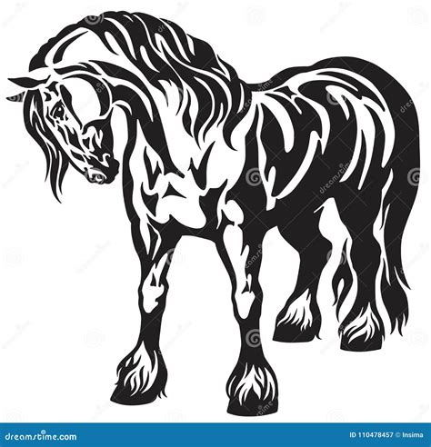 Standing Heavy Draft Horse Tribal Tattoo Stock Vector - Illustration of stable, heavy: 110478457