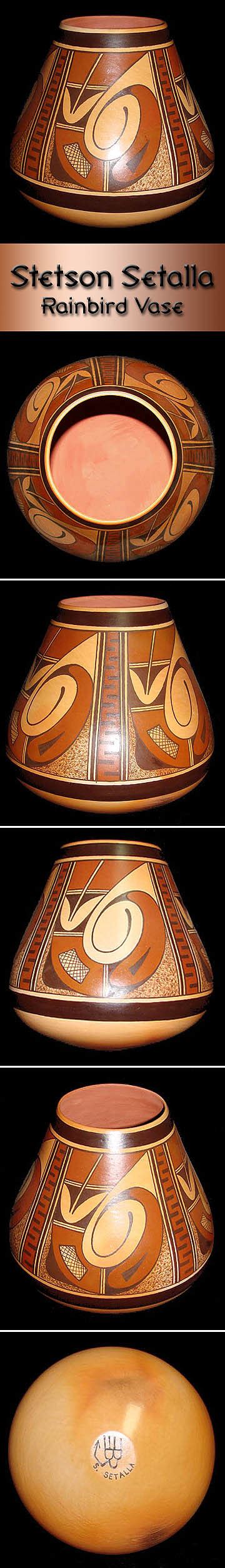 Hopi Pottery By Stetson Setalla Rainbird Vase