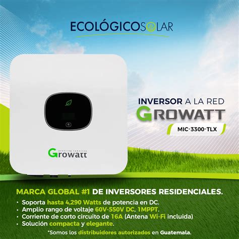 Inversor Growatt MIC2 5KW ON Gridd MIC 2500 TL X Ecológico Solar