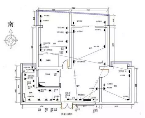 家装室内电路布线图三室一厅布线图电路图家装电工布线实图大山谷图库