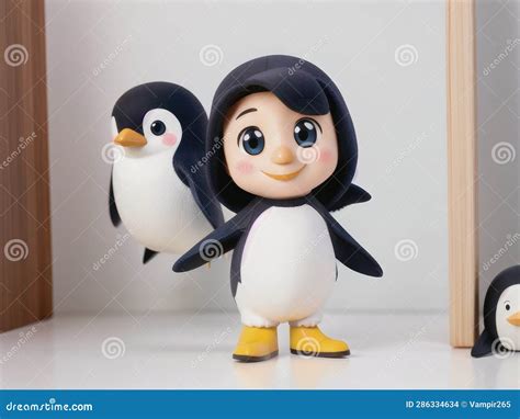 Pinguim Feliz Giro Em Um Fundo Branco Ai Generativo Ilustra O Stock