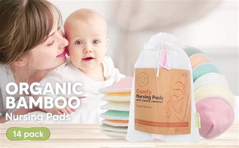 Reusable Nursing Pads For Breastfeeding 14 Pack 4 Layers Organic Bamboo Nursing Pads