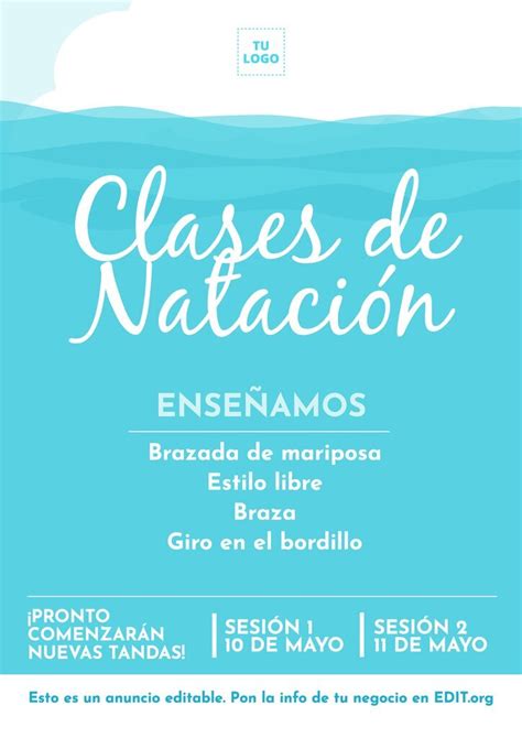 Flyers De Clases De Nataci N Para Personalizar Online