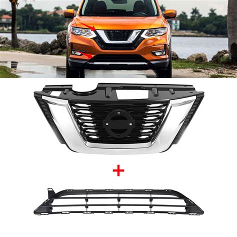 Chrome Front Upper Lower Bumper Grille For Nissan Rogue S Sl