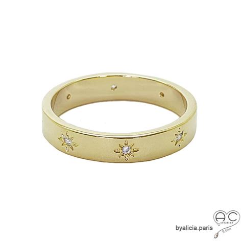 Bague Anneau Plaqu Or Toiles Zirconium Empilable Femme Tendance