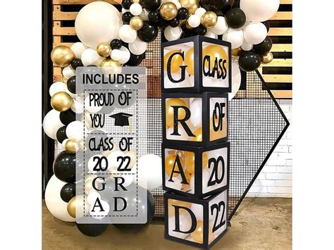 2023 Graduation Decorations Balloon Boxes 4 Pcs Black Etsy