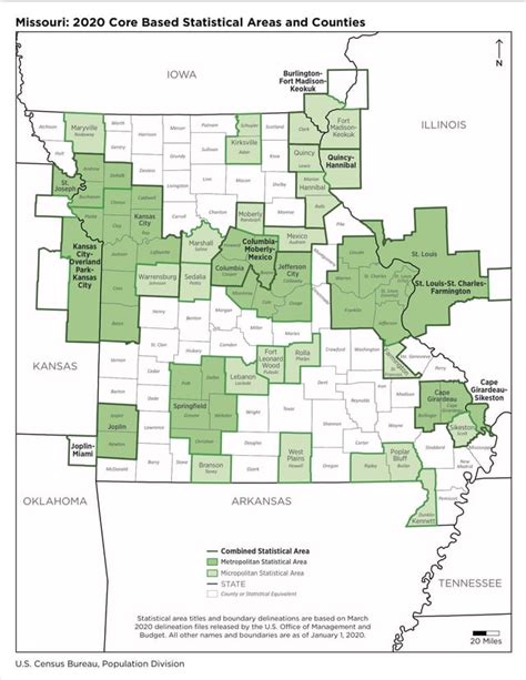 Map of Missouri metropolitan and micropolitan areas. The 5-county ...