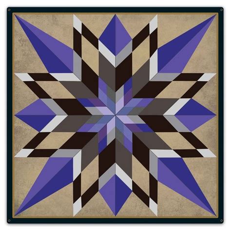 Barn Quilt Sixteen Point Star Purple Square Metal Sign With Uv