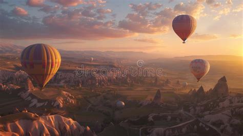 Hot Air Balloons Over Cappadocia Stock Illustration Illustration Of Ballon Travel