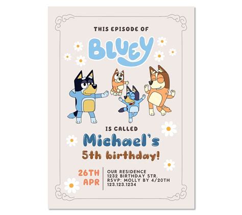 Bluey Invitation Bluey Birthday Party Bluey Birthday Invite Bluey C