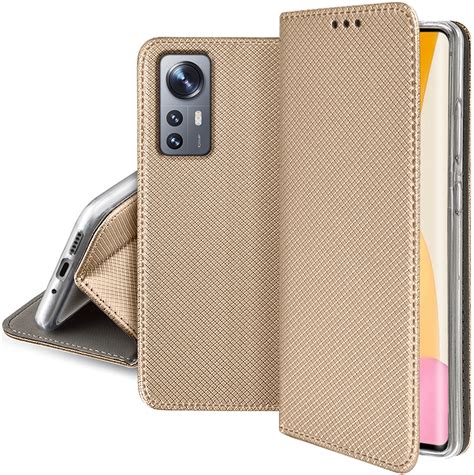 etui zamykane do xiaomi 12 lite złote szkło