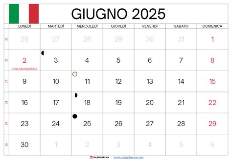 Calendario Giugno 2025 Con Festività