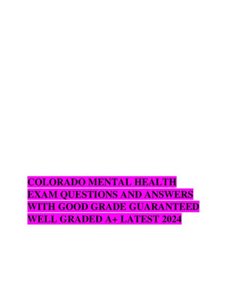 Colorado Mental Health Jurisprudence Exam 2024 - DocMerit