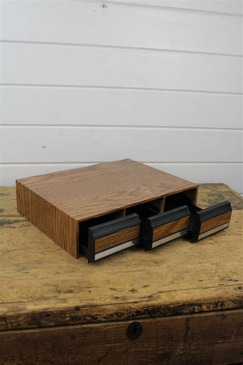 Vintage Faux Wood Cassette Tape Holder Three 3 Pull Out Etsy