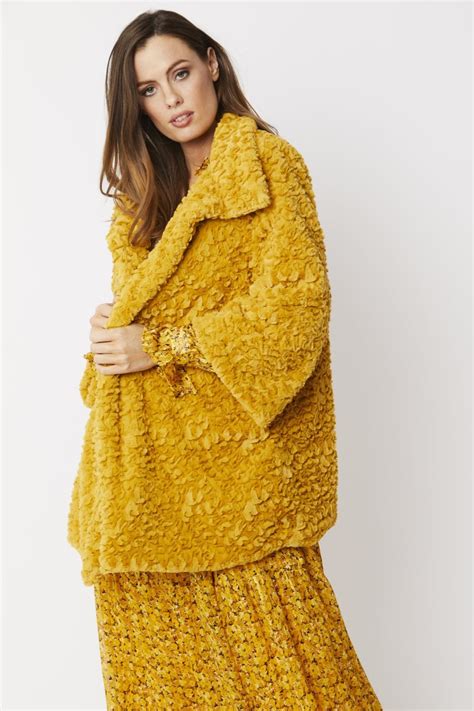 Yellow Faux Fur Teddy Coat Jayley