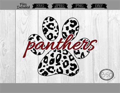 Panther Maroon Paw Print Leopard Mascot Svg Dxf Png Etsy